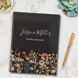Agenda Monograma Elegante Flor Silvestre Bonita Aquarela
