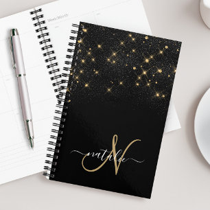 Agenda Monograma Elegante Glitter Diamond Glitter Dourado