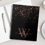 Agenda Monograma Elegante Glitter Dourado Glitter Espuman<br><div class="desc">Crie seu próprio planejador de brilho de diamante preto e rosa com seu monograma e nome personalizados.</div>