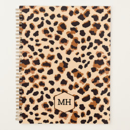 Agenda Monograma Estampa de Leopardo Marrom Preto Animal 