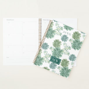 Agenda Monograma Felicidade vegetal Padrão Suculente