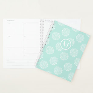 Agenda Monograma Felicidade vegetal Pastel Succulent