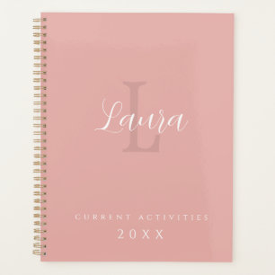 Agenda Monograma feminino e nome - pink branco personaliz