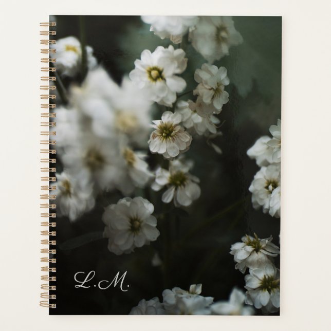 Agenda Monograma floral artístico e sombrio (Frente)