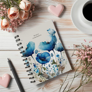 Agenda Monograma Floral Azul