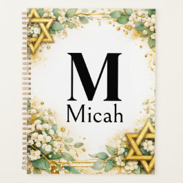 Agenda Monograma Floral Botânico de Eucalipto Dourado