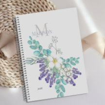 Monograma Floral Botânico de Eucalipto Lavanda
