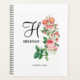 Agenda Monograma Floral Botânico Personalizado Vintage
