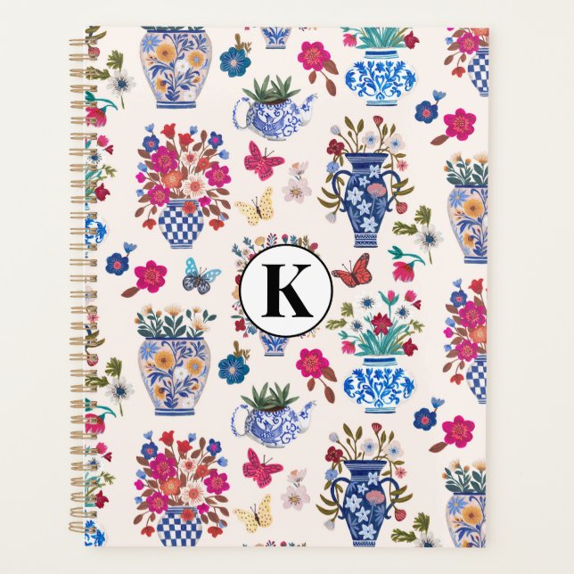 Agenda Monograma Floral Chinoiserie (Frente)