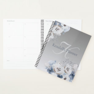Agenda Monograma Floral de Inverno com Aquarela Personali