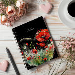 Agenda Monograma Floral de Red Poppy<br><div class="desc">Nossa "Coleção Floral Poppy" apresenta flores de papoila de cor d'água em duas cores,  azul-periwinkle e vermelho-profundo,  pareadas com uma fonte serif elegante. Veja outros produtos desta coleção na nossa loja e contacte-nos se tiver quaisquer pedidos especiais.</div>