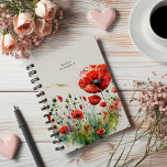Agenda Monograma Floral de Red Poppy<br><div class="desc">Nossa "Coleção Floral Poppy" apresenta flores de papoila de cor d'água em duas cores,  azul-periwinkle e vermelho-profundo,  pareadas com uma fonte serif elegante. Veja outros produtos desta coleção na nossa loja e contacte-nos se tiver quaisquer pedidos especiais.</div>