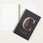 Agenda Monograma Floral Dourado Elegante Azul Personaliza<br><div class="desc">Monograma C Elegante Azul Elegante Personalizado *Para este design, cada letra tem sua própria lista, mas você personaliza seu nome clicando em "personalizar este modelo". Estou a trabalhar na adição de mais cartas; se a sua ainda não estiver incluída na lista, por favor, envie-me uma mensagem e posso enumerá-la para...</div>