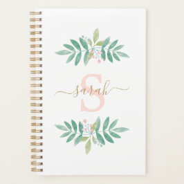 Agenda Monograma Floral em Aquarela