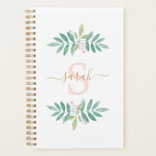 Agenda Monograma Floral em Aquarela