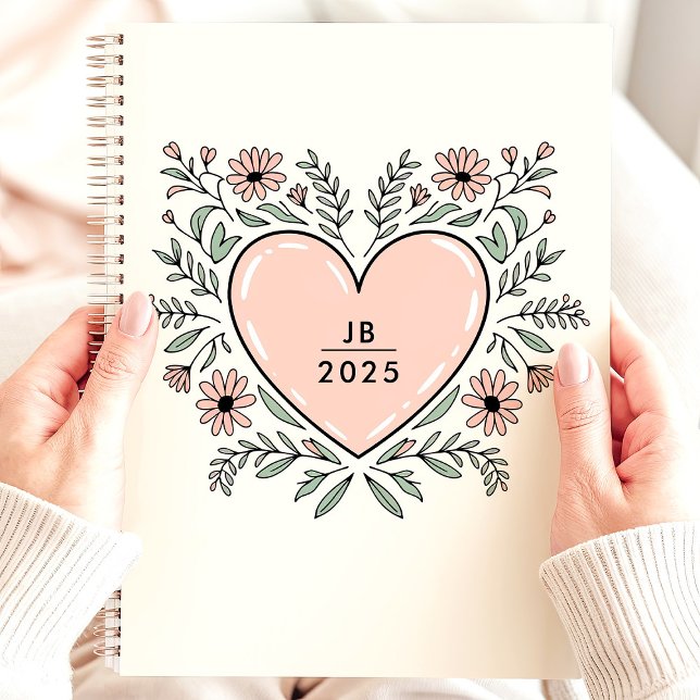 Agenda Monograma Floral Heart 2025 (Criador carregado)