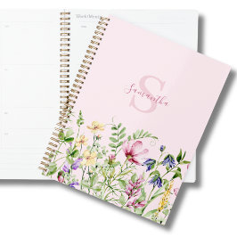 Agenda Monograma Floral Rosa