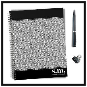 Agenda Monograma Geométrico Chic Black & White