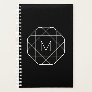 Agenda Monograma Geométrico Preto e Branco