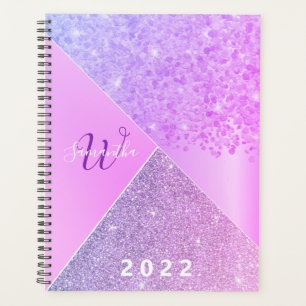 Agenda Monograma Glitter Rosa Rosa Girly 2022