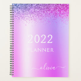 Agenda Monograma Glitter Roxo 2022 para Garota