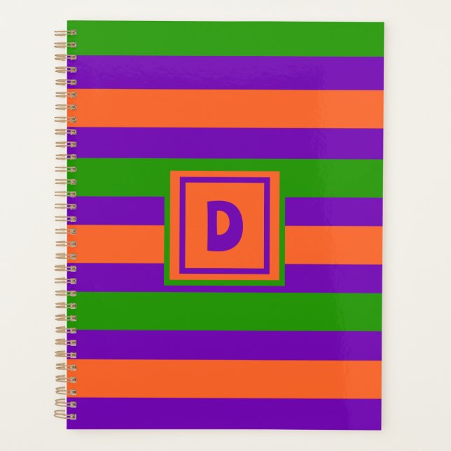 Agenda Monograma Halloween Roxo Laranja e Verde (Frente)