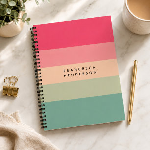 Agenda Monograma Horizontal de Banda Colorida Rosa e Verd