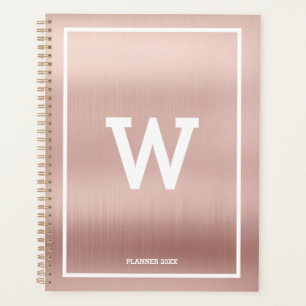 Agenda Monograma inicial cor-de-rosa simples mensal