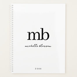 Agenda Monograma Inicial do Script de Tendência Branco Pr