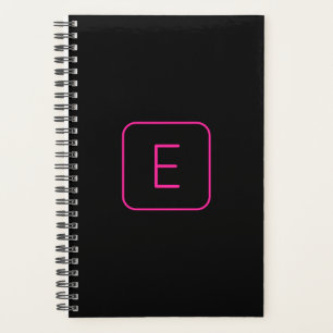 Agenda Monograma inicial estilizado moderno Rosa e Pret