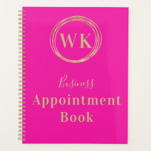 Agenda Monograma Logotipo rosa Dourado Livro de Compromis