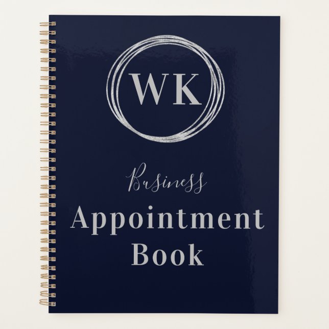 Agenda Monograma Marinho Silver Business Appoint Book (Frente)