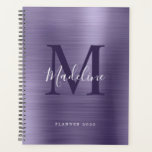 Agenda Monograma Metálico Roxo Simples e Moderno Brutado<br><div class="desc">Planeador de Monograma Simples e Roxo Metálico Bruto Moderno</div>