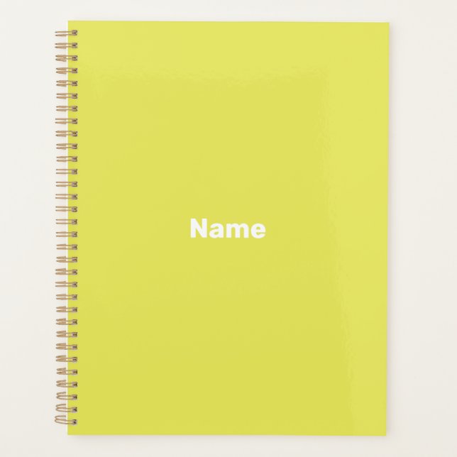 Agenda Monograma minimalista de ano verde limão personali (Frente)