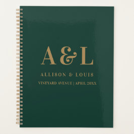 Agenda Monograma Minimalista de Casamento Emerald Green D