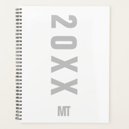 Agenda Monograma Minimalista de Cinzas Brancas