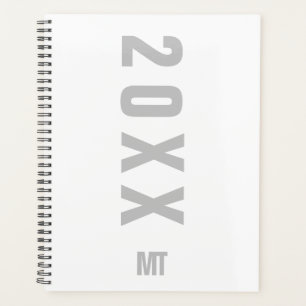 Agenda Monograma Minimalista de Cinzas Brancas