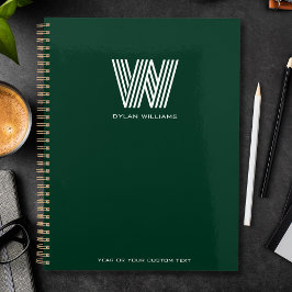 Agenda Monograma Minimalista Moderno Verde Personalizado