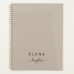Agenda Monograma Mínimo Moderno Manuscrito Castanho Neutr<br><div class="desc">Um notebook simples e elegante monograma,  minimalista e personalizado,  em cor verde-escura neutra. Adequado para pequenas empresas,  escritórios domésticos,  profissionais empresariais ou independentes,  escola.</div>