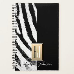 Agenda Monograma Moderno com Estampa de Zebra