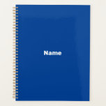 Agenda Monograma moderno de texto personalizado azul mini<br><div class="desc">Texto personalizado azul minimalista,  ano,  monograma,  iniciais,  nome simples e elegante Planejador personalizado. Texto branco personalizado sobre fundo azul de cor sólida.</div>