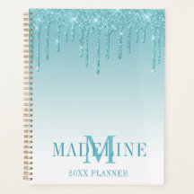 Monograma moderno e faseável de Aqua Glitter