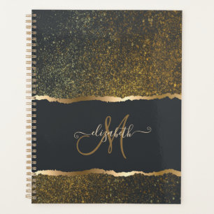 Agenda Monograma Moderno Elegante com Toque Dourado