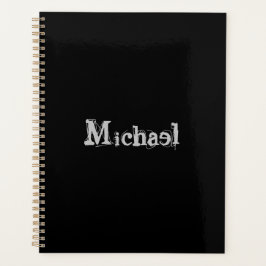 Agenda Monograma moderno minimalista - branco preto