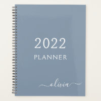 Monograma Moderno Minimalista Dusty Blue Elegante
