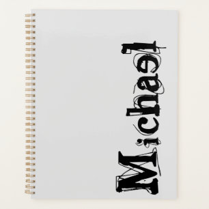 Agenda Monograma moderno minimalista, nome cinza negra