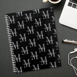Agenda Monograma Moderno Minimalista Preto Branco