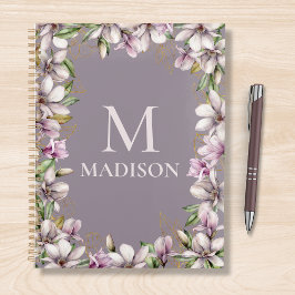 Agenda Monograma Monograma Magnolia Floral Personalizada