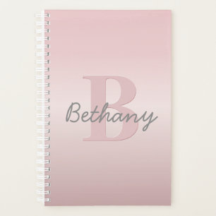 Agenda Monograma & Nome Personalizado Rosa Fofo