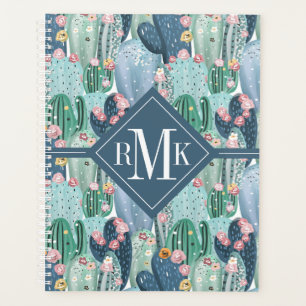 Agenda Monograma Padrão De Cactus De Patel Suave
